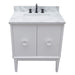 Bellaterra Home Stora 31" 2-Door 1-Drawer White Freestanding Vanity Set With Ceramic Undermount Rectangular Sink and White Carrara Marble Top - Luxe Vanity & Tub