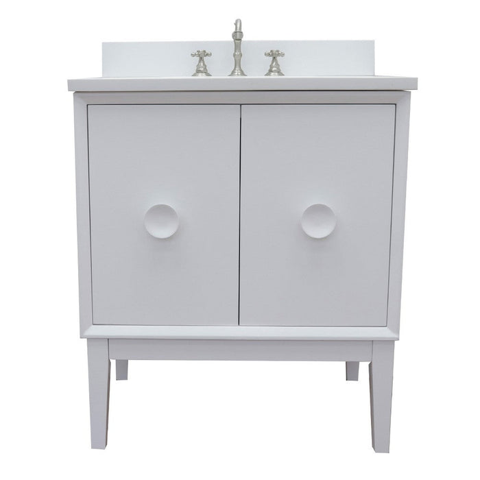 Bellaterra Home Stora 31" 2-Door 1-Drawer White Freestanding Vanity Set With Ceramic Undermount Rectangular Sink and White Quartz Top - Luxe Vanity & Tub