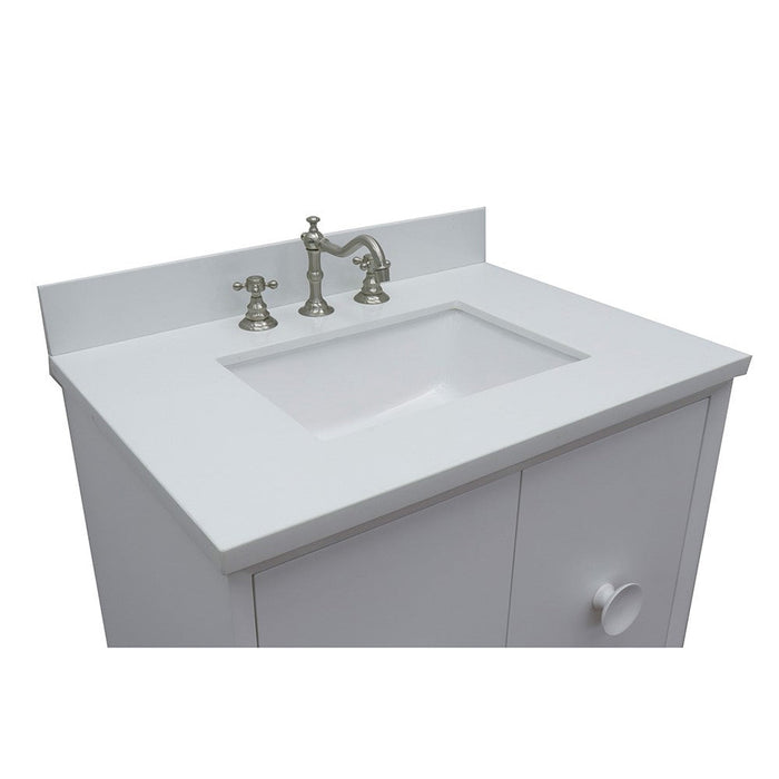 Bellaterra Home Stora 31" 2-Door 1-Drawer White Freestanding Vanity Set With Ceramic Undermount Rectangular Sink and White Quartz Top - Luxe Vanity & Tub