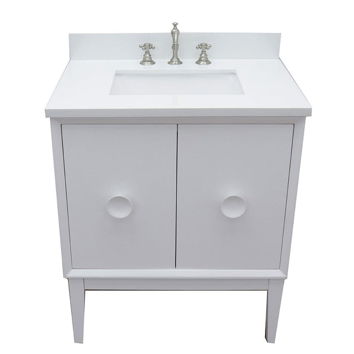 Bellaterra Home Stora 31" 2-Door 1-Drawer White Freestanding Vanity Set With Ceramic Undermount Rectangular Sink and White Quartz Top - Luxe Vanity & Tub