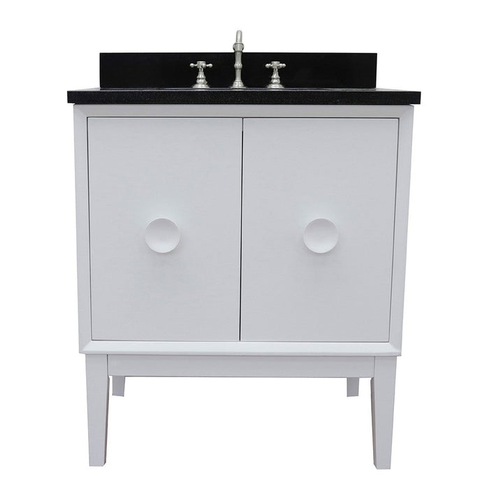 Bellaterra Home Stora 31" 2-Door 1-Drawer White Freestanding Vanity Set With Ceramic Undermount Rectangular and Black Galaxy Top - Luxe Vanity & Tub