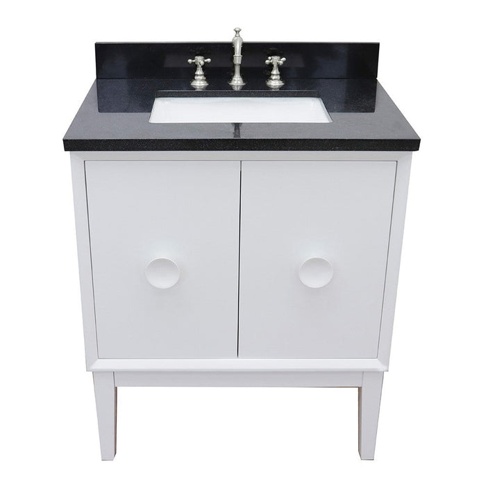 Bellaterra Home Stora 31" 2-Door 1-Drawer White Freestanding Vanity Set With Ceramic Undermount Rectangular and Black Galaxy Top - Luxe Vanity & Tub