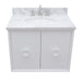 Bellaterra Home Stora 31" 2-Door 1-Drawer White Wall-Mount Vanity Set With Ceramic Undermount Oval Sink and White Carrara Marble Top - Luxe Vanity & Tub