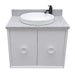 Bellaterra Home Stora 31" 2-Door 1-Drawer White Wall-Mount Vanity Set With Ceramic Vessel Sink and Gray Granite Top - Luxe Vanity & Tub