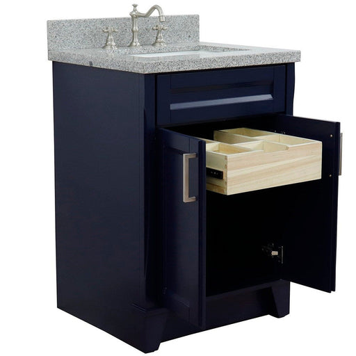 Bellaterra Home Terni 25" 2-Door 1-Drawer Blue Freestanding Vanity Set With Ceramic Undermount Rectangular Sink and Gray Granite Top - Luxe Vanity & Tub