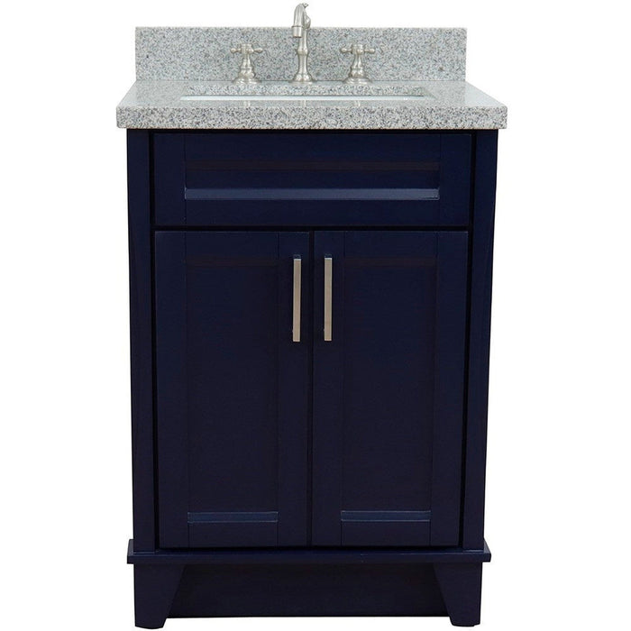 Bellaterra Home Terni 25" 2-Door 1-Drawer Blue Freestanding Vanity Set With Ceramic Undermount Rectangular Sink and Gray Granite Top - Luxe Vanity & Tub