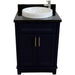 Bellaterra Home Terni 25" 2-Door 1-Drawer Blue Freestanding Vanity Set With Ceramic Vessel Sink and Black Galaxy Granite Top - Luxe Vanity & Tub