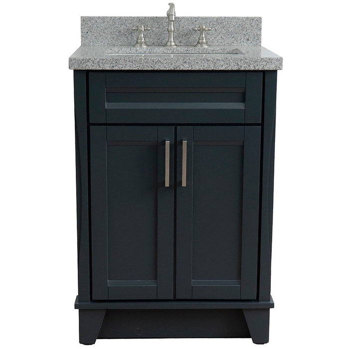 Bellaterra Home Terni 25" 2-Door 1-Drawer Dark Gray Freestanding Vanity Set With Ceramic Undermount Rectangular Sink and Gray Granite Top - Luxe Vanity & Tub