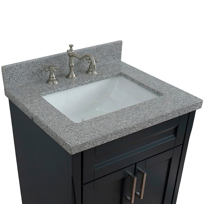 Bellaterra Home Terni 25" 2-Door 1-Drawer Dark Gray Freestanding Vanity Set With Ceramic Undermount Rectangular Sink and Gray Granite Top - Luxe Vanity & Tub