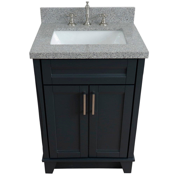 Bellaterra Home Terni 25" 2-Door 1-Drawer Dark Gray Freestanding Vanity Set With Ceramic Undermount Rectangular Sink and Gray Granite Top - Luxe Vanity & Tub