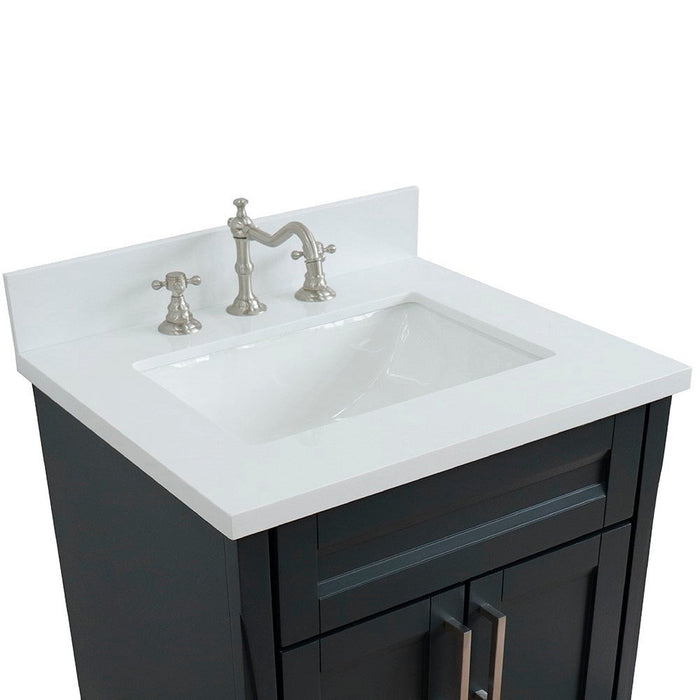 Bellaterra Home Terni 25" 2-Door 1-Drawer Dark Gray Freestanding Vanity Set With Ceramic Undermount Rectangular Sink and White Quartz Top - Luxe Vanity & Tub