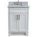 Bellaterra Home Terni 25" 2-Door 1-Drawer White Freestanding Vanity Set With Ceramic Undermount Oval Sink and White Carrara Marble Top - Luxe Vanity & Tub