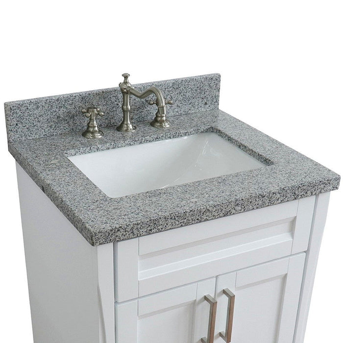 Bellaterra Home Terni 25" 2-Door 1-Drawer White Freestanding Vanity Set With Ceramic Undermount Rectangular Sink and Gray Granite Top - Luxe Vanity & Tub