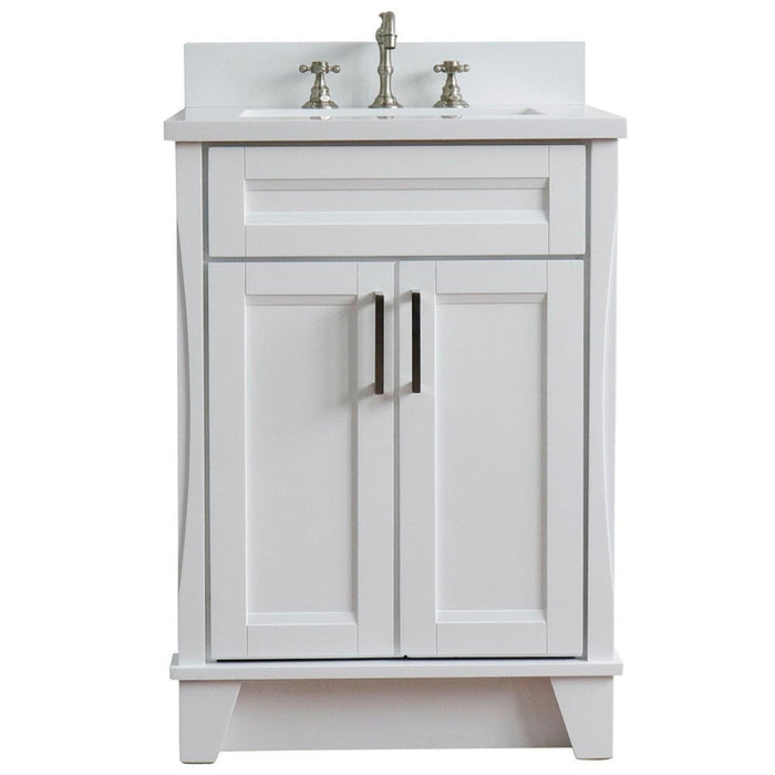 Bellaterra Home Terni 25" 2-Door 1-Drawer White Freestanding Vanity Set With Ceramic Undermount Rectangular Sink and White Quartz Top - Luxe Vanity & Tub