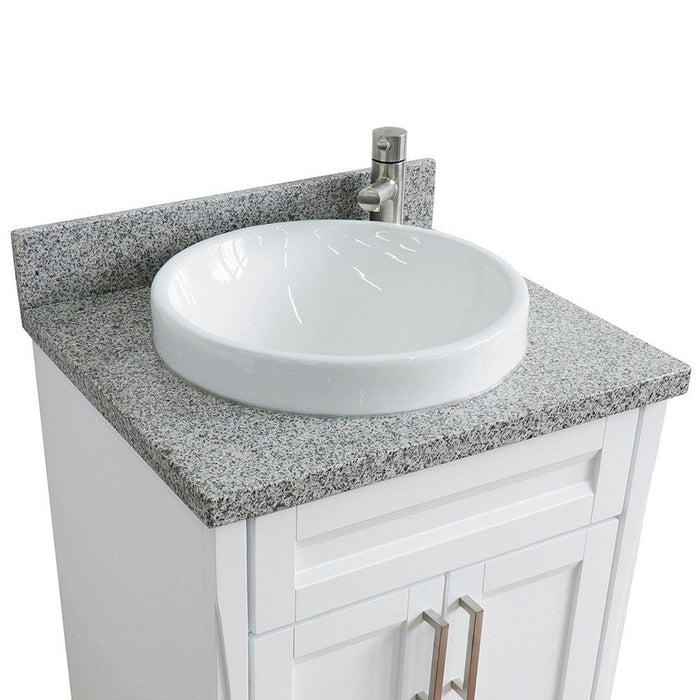 Bellaterra Home Terni 25" 2-Door 1-Drawer White Freestanding Vanity Set With Ceramic Vessel Sink and Gray Granite Top - Luxe Vanity & Tub