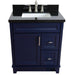 Bellaterra Home Terni 31" 1-Door 2-Drawer Blue Freestanding Vanity Set With Ceramic Undermount Rectangular Sink and Black Galaxy Granite Top - Luxe Vanity & Tub