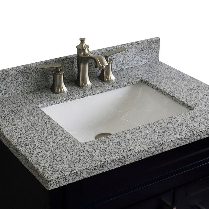 Bellaterra Home Terni 31" 1-Door 2-Drawer Blue Freestanding Vanity Set With Ceramic Undermount Rectangular Sink and Gray Granite Top - Luxe Vanity & Tub