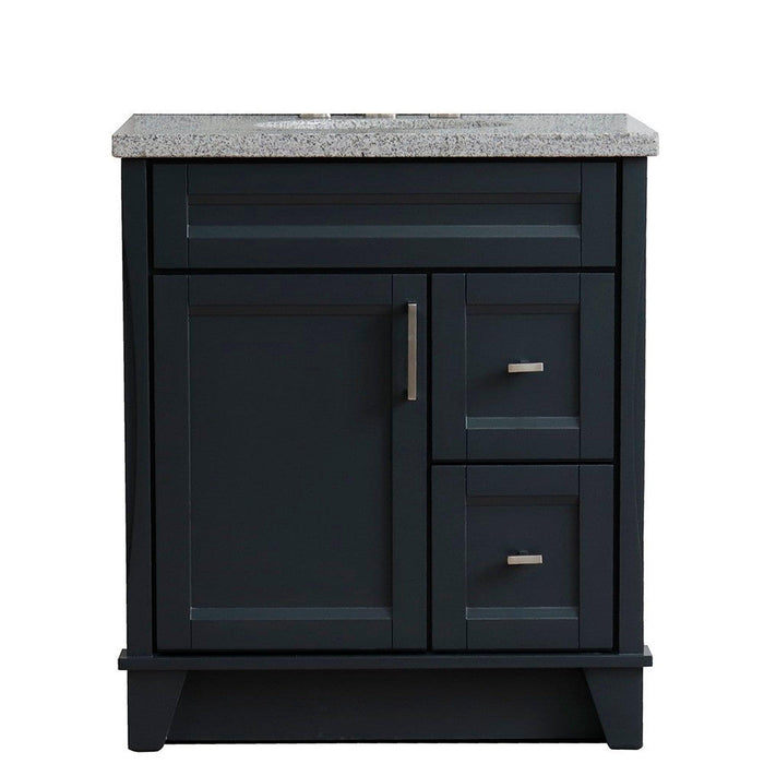 Bellaterra Home Terni 31" 1-Door 2-Drawer Dark Gray Freestanding Vanity Set With Ceramic Undermount Oval Sink and Gray Granite Top - Luxe Vanity & Tub