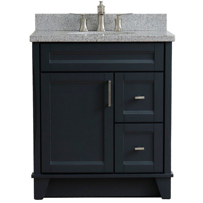 Bellaterra Home Terni 31" 1-Door 2-Drawer Dark Gray Freestanding Vanity Set With Ceramic Undermount Oval Sink and Gray Granite Top - Luxe Vanity & Tub