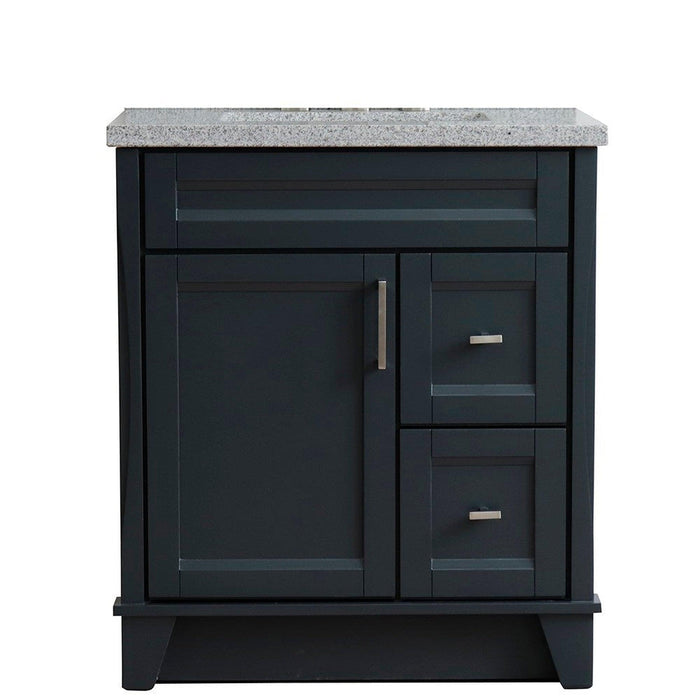 Bellaterra Home Terni 31" 1-Door 2-Drawer Dark Gray Freestanding Vanity Set With Ceramic Undermount Rectangular Sink and Gray Granite Top - Luxe Vanity & Tub