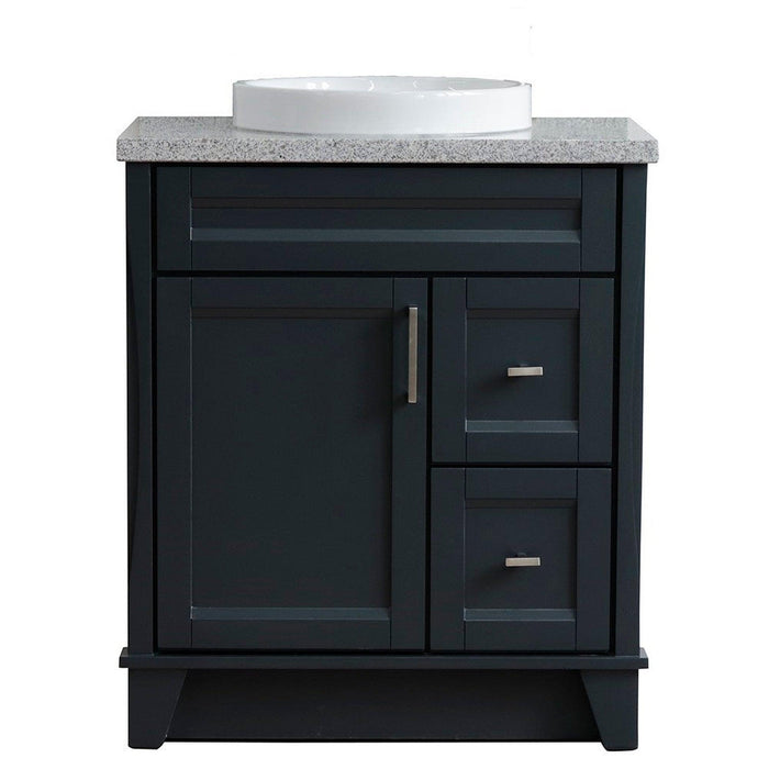 Bellaterra Home Terni 31" 1-Door 2-Drawer Dark Gray Freestanding Vanity Set With Ceramic Vessel Sink and Gray Granite Top - Luxe Vanity & Tub