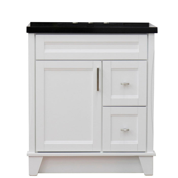 Bellaterra Home Terni 31" 1-Door 2-Drawer White Freestanding Vanity Set With Ceramic Undermount Rectangular Sink and Black Galaxy Granite Top - Luxe Vanity & Tub