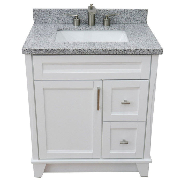 Bellaterra Home Terni 31" 1-Door 2-Drawer White Freestanding Vanity Set With Ceramic Undermount Rectangular Sink and Gray Granite Top - Luxe Vanity & Tub