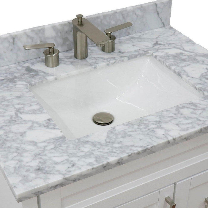 Bellaterra Home Terni 31" 1-Door 2-Drawer White Freestanding Vanity Set With Ceramic Undermount Rectangular Sink and White Carrara Marble Top - Luxe Vanity & Tub