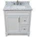 Bellaterra Home Terni 31" 1-Door 2-Drawer White Freestanding Vanity Set With Ceramic Undermount Rectangular Sink and White Carrara Marble Top - Luxe Vanity & Tub