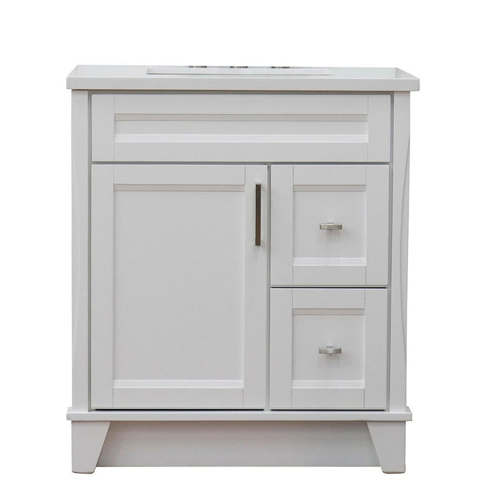 Bellaterra Home Terni 31" 1-Door 2-Drawer White Freestanding Vanity Set With Ceramic Undermount Rectangular Sink and White Quartz Top - Luxe Vanity & Tub