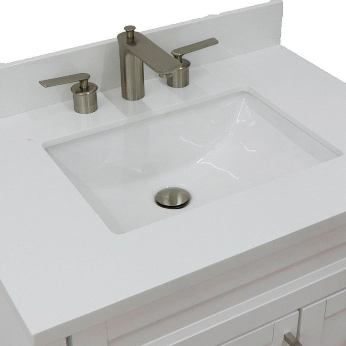 Bellaterra Home Terni 31" 1-Door 2-Drawer White Freestanding Vanity Set With Ceramic Undermount Rectangular Sink and White Quartz Top - Luxe Vanity & Tub