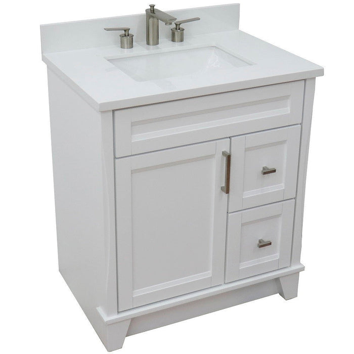 Bellaterra Home Terni 31" 1-Door 2-Drawer White Freestanding Vanity Set With Ceramic Undermount Rectangular Sink and White Quartz Top - Luxe Vanity & Tub