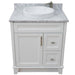 Bellaterra Home Terni 31" 1-Door 2-Drawer White Freestanding Vanity Set With Ceramic Vessel Sink and White Carrara Marble Top - Luxe Vanity & Tub