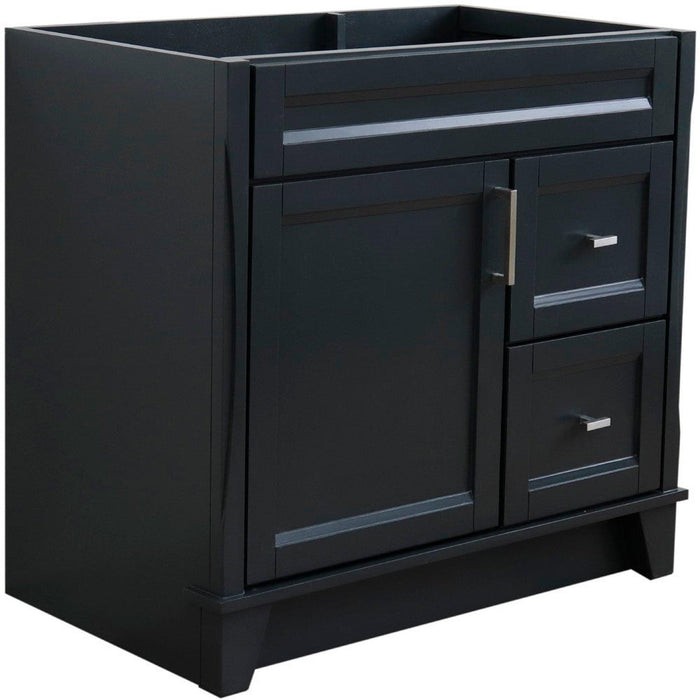 Bellaterra Home Terni 36" 1-Door 2-Drawer Dark Gray Freestanding Vanity Base With Left Door - Luxe Vanity & Tub