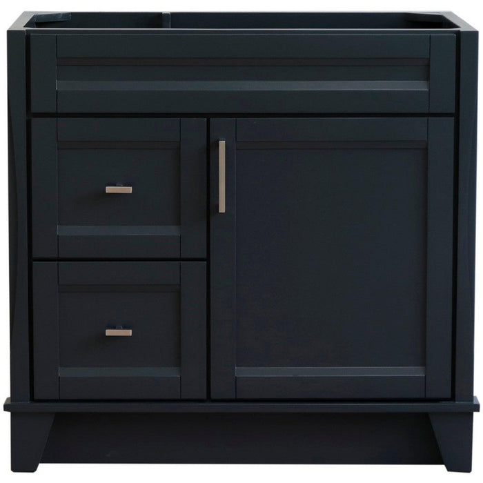 Bellaterra Home Terni 36" 1-Door 2-Drawer Dark Gray Freestanding Vanity Base With Right Door