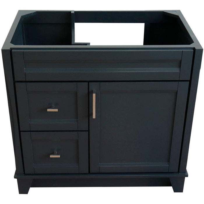 Bellaterra Home Terni 36" 1-Door 2-Drawer Dark Gray Freestanding Vanity Base With Right Door - Luxe Vanity & Tub