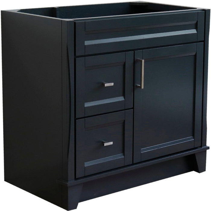 Bellaterra Home Terni 36" 1-Door 2-Drawer Dark Gray Freestanding Vanity Base With Right Door - Luxe Vanity & Tub