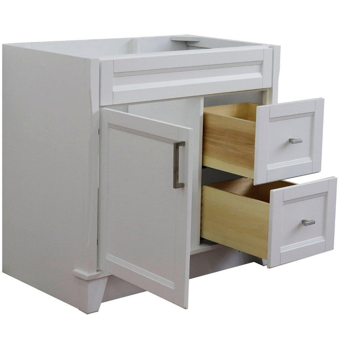 Bellaterra Home Terni 36" 1-Door 2-Drawer White Freestanding Vanity Base With Left Door - Luxe Vanity & Tub