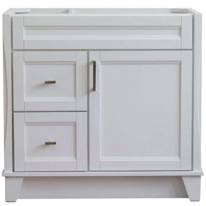 Bellaterra Home Terni 36" 1-Door 2-Drawer White Freestanding Vanity Base With Right Door