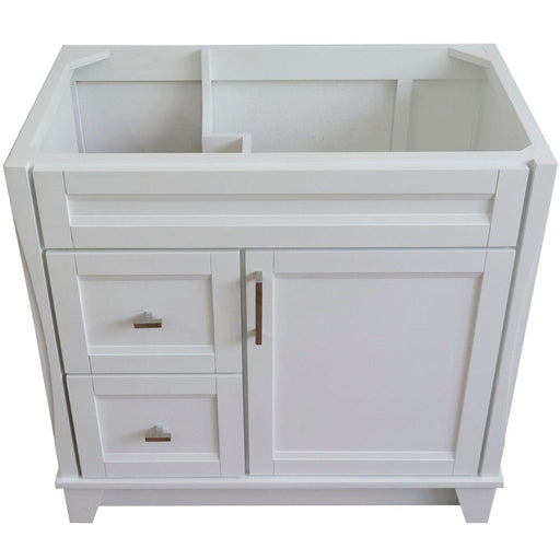 Bellaterra Home Terni 36" 1-Door 2-Drawer White Freestanding Vanity Base With Right Door - Luxe Vanity & Tub