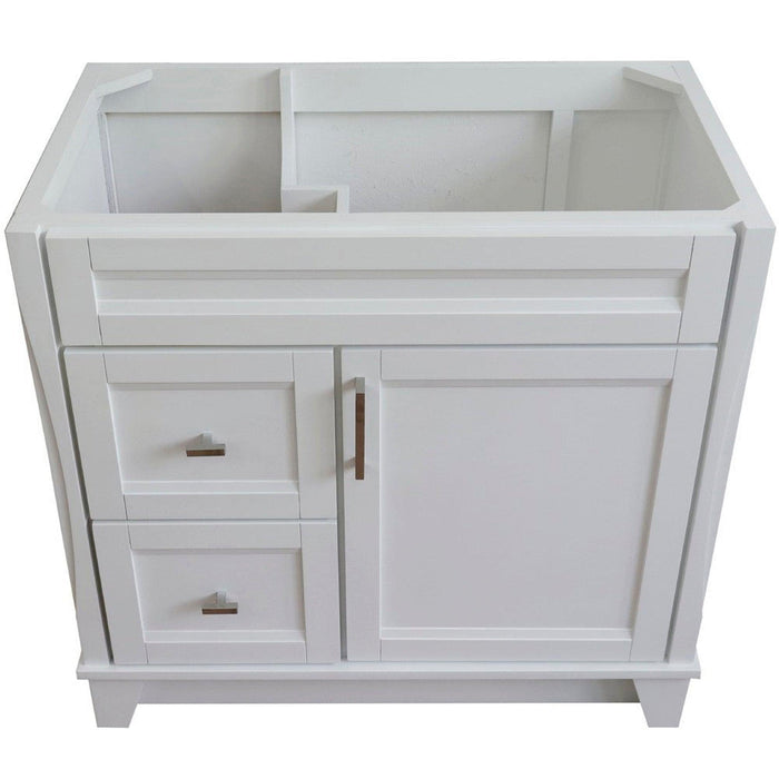 Bellaterra Home Terni 36" 1-Door 2-Drawer White Freestanding Vanity Base With Right Door - Luxe Vanity & Tub