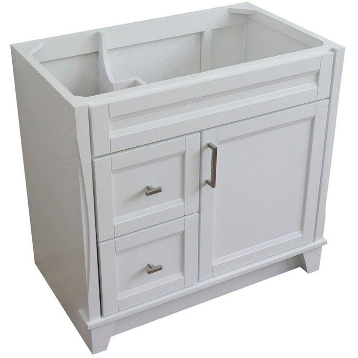 Bellaterra Home Terni 36" 1-Door 2-Drawer White Freestanding Vanity Base With Right Door - Luxe Vanity & Tub