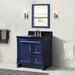 Bellaterra Home Terni 37" 1-Door 2-Drawer Blue Freestanding Vanity Set With Ceramic Center Undermount Oval Sink and Black Galaxy Granite Top, and Left Door Base