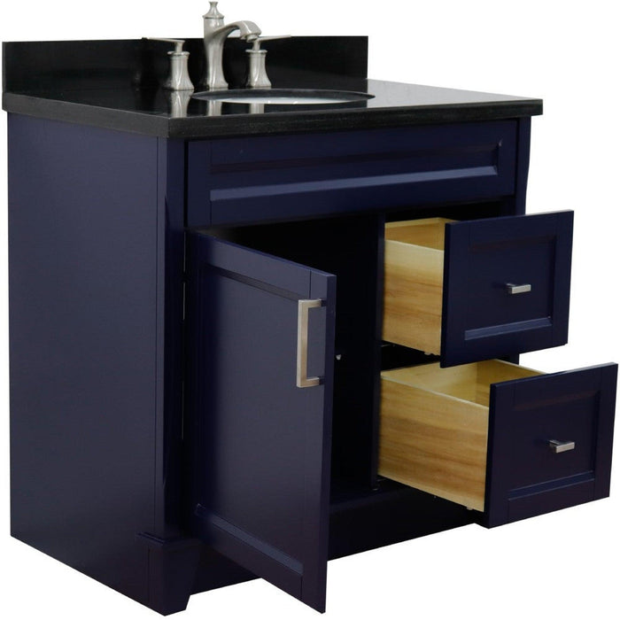 Bellaterra Home Terni 37" 1-Door 2-Drawer Blue Freestanding Vanity Set - Luxe Vanity & Tub