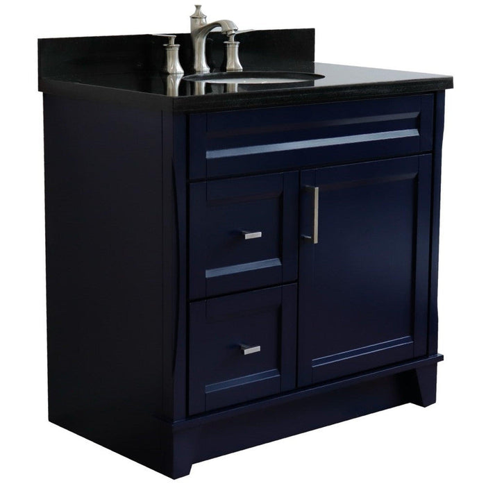 Bellaterra Home Terni 37" 1-Door 2-Drawer Blue Freestanding Vanity Set - Luxe Vanity & Tub