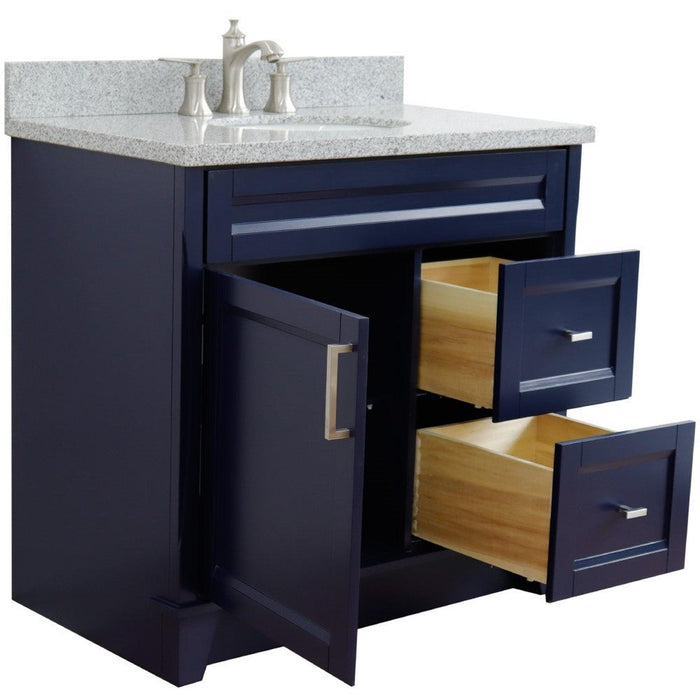 Bellaterra Home Terni 37" 1-Door 2-Drawer Blue Freestanding Vanity Set - Luxe Vanity & Tub