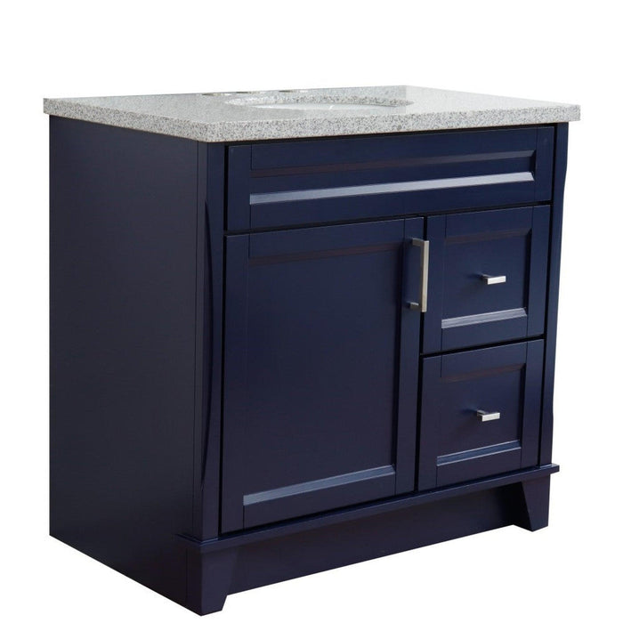 Bellaterra Home Terni 37" 1-Door 2-Drawer Blue Freestanding Vanity Set - Luxe Vanity & Tub