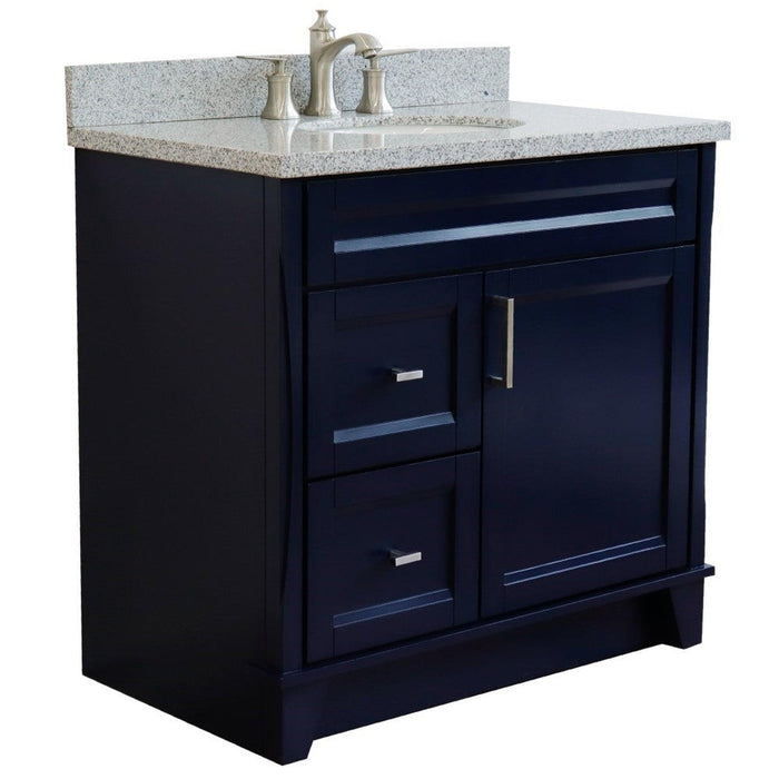 Bellaterra Home Terni 37" 1-Door 2-Drawer Blue Freestanding Vanity Set - Luxe Vanity & Tub