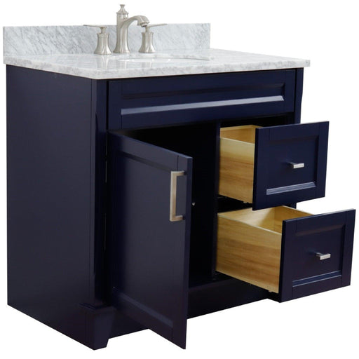 Bellaterra Home Terni 37" 1-Door 2-Drawer Blue Freestanding Vanity Set - Luxe Vanity & Tub