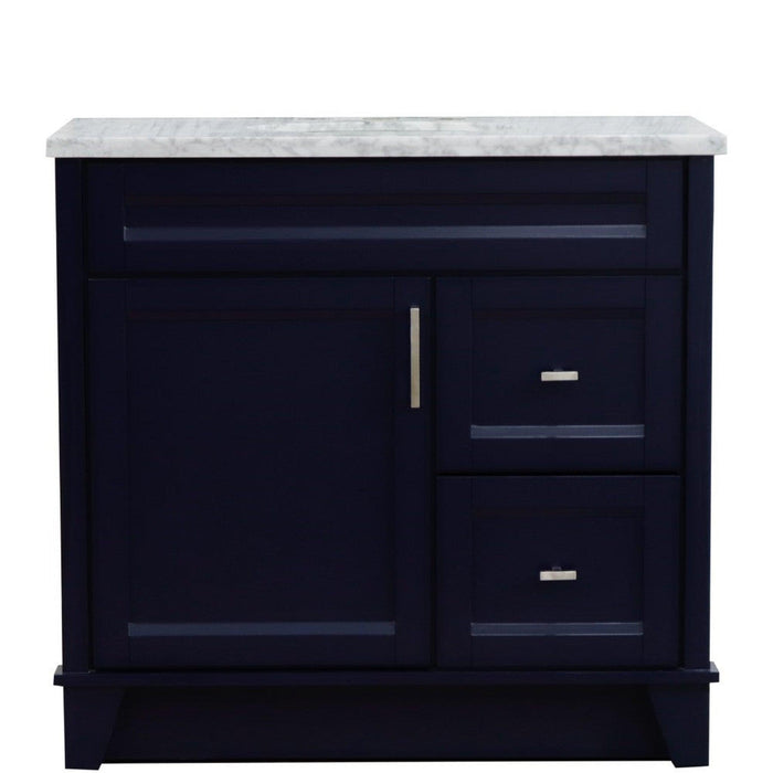 Bellaterra Home Terni 37" 1-Door 2-Drawer Blue Freestanding Vanity Set - Luxe Vanity & Tub